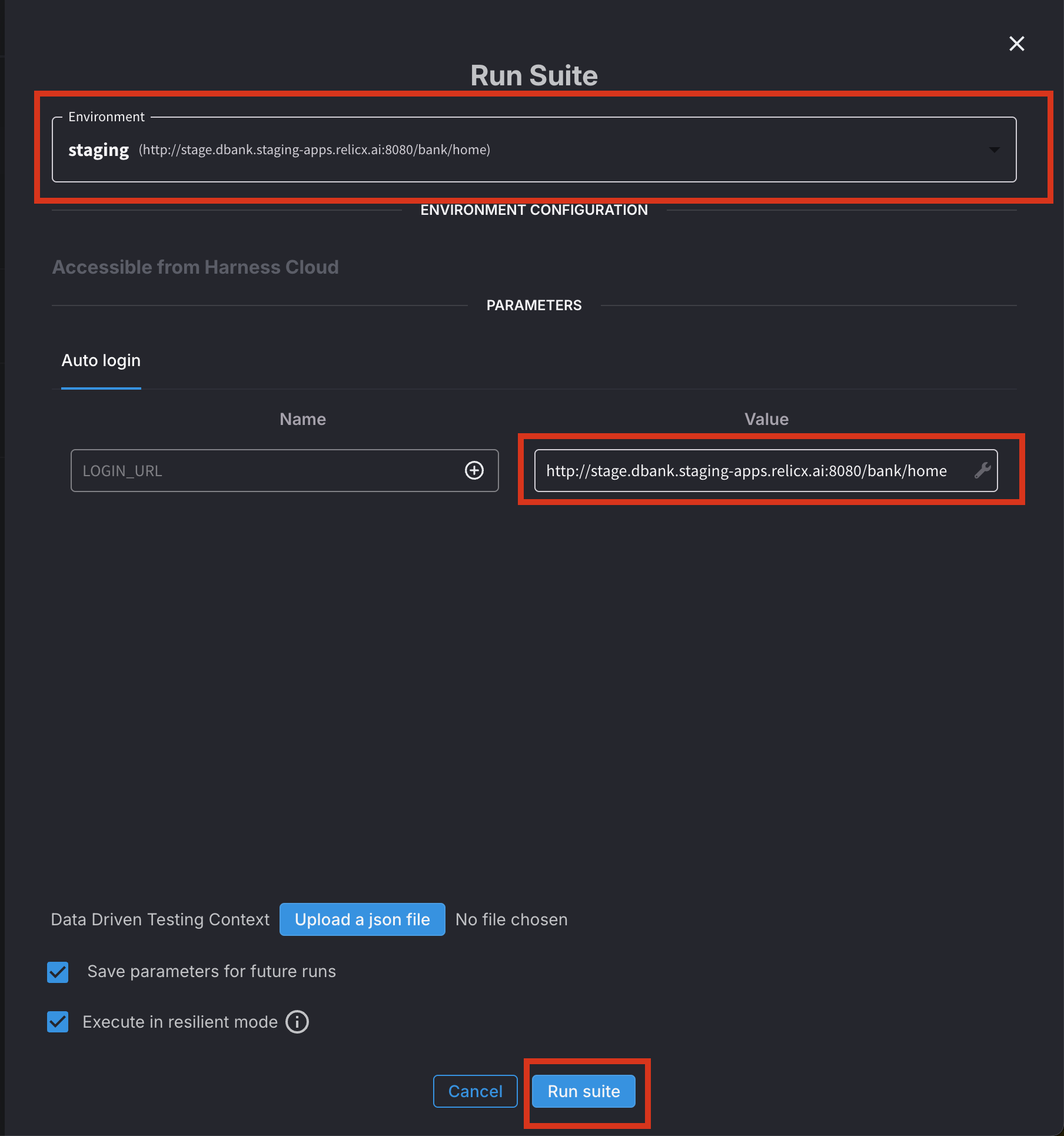 Click to view full size image Run Test Suite