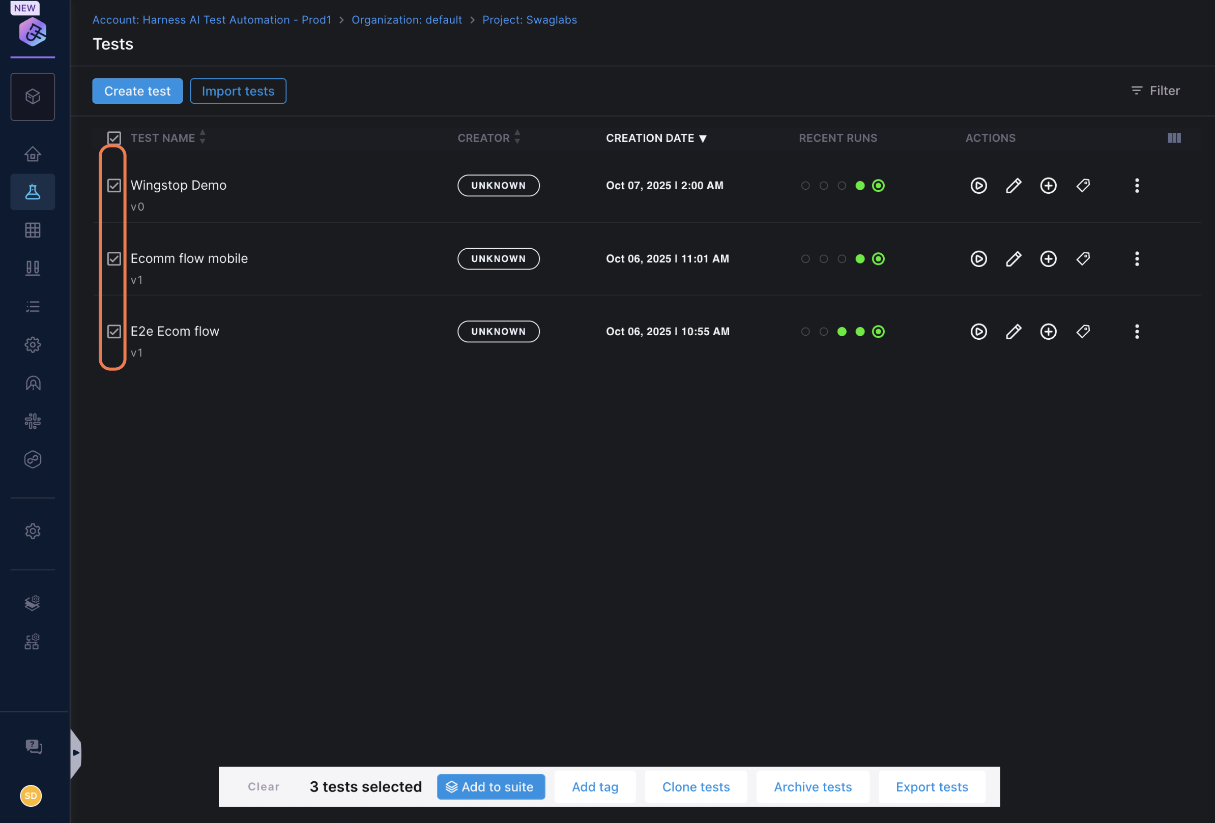 Click to view full size image Test Suite Creation